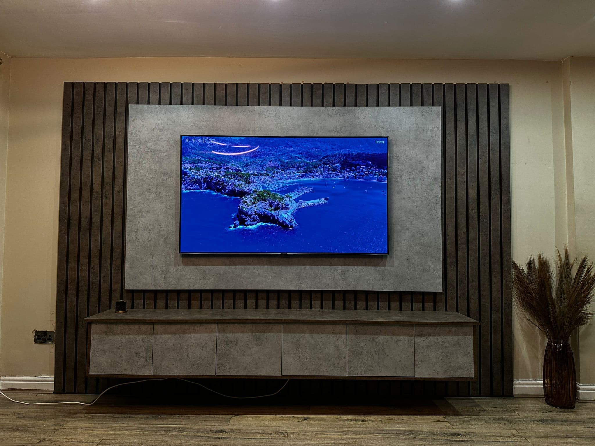Media Wall Unit with LED - before