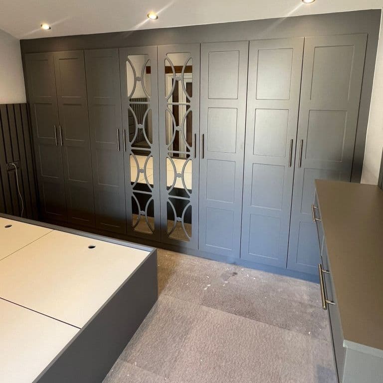 Bespoke shaker style fitted bedroom furniture in a Manchester home