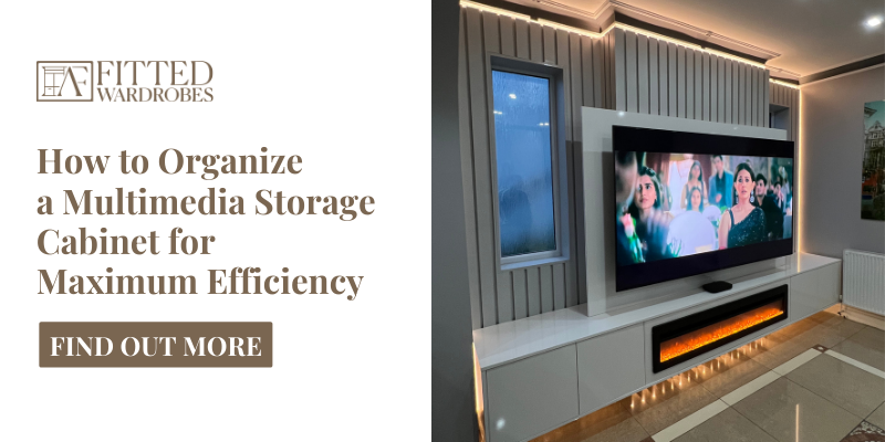 Modern Multimedia Storage Cabinet with Built in Fireplace and TV Wall Unit